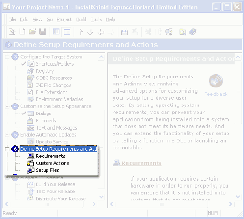 Команды группы Define Setup Requirements and Actions
